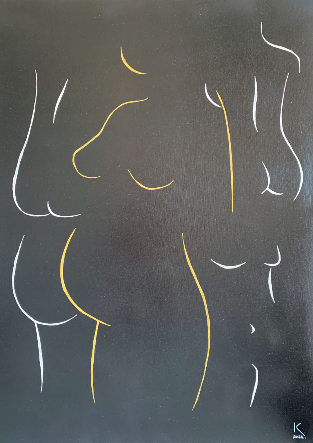4 silhouettes de femme avec 1 au centre enceinte